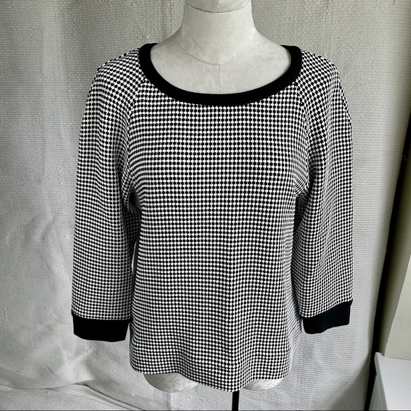 L’Agence L Textured Black White Long Sleeve Top - Picture 7 of 8